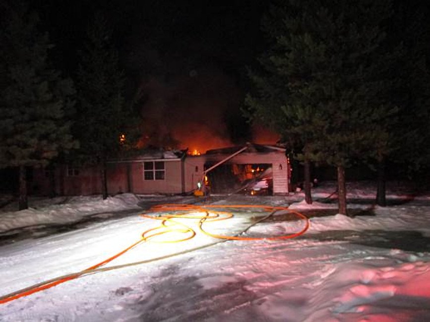 La Pine-area firefighters had to contend with icy roads on way to fire that damaged home in DRRH south of Sunriver early Saturday