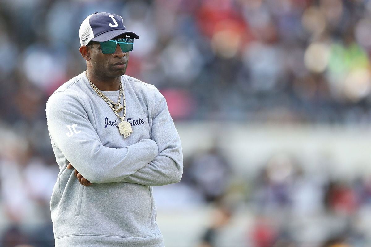 <i>Justin Ford/Getty Images</i><br/>Head coach Deion Sanders of the Jackson State Tigers looks on before the game against the Southern University Jaguars in the SWAC Championship Saturday in Jackson