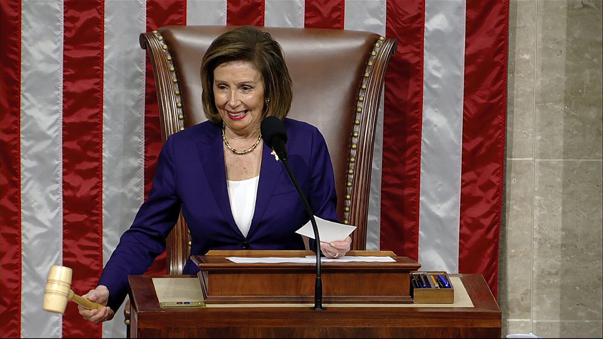 <i>House TV/AP</i><br/>House Speaker Nancy Pelosi announces final passage of the bill to protect same-sex and interracial marriage on the House Floor on Thursday