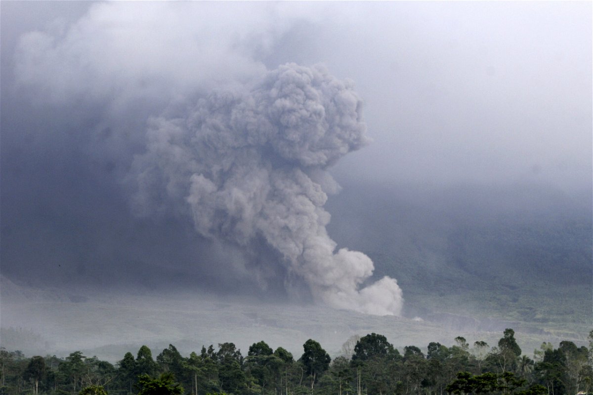 <i>AP</i><br/>Pyroclastic flow rolls down the slope of Mount Semeru during an eruption in Lumajang