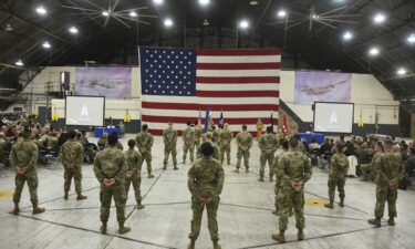 US soldiers attend the activation ceremony for the United States Space Forces Korea on December 14