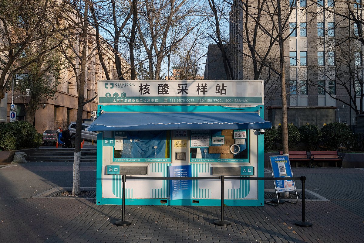 <i>Stringer/Bloomberg/Getty Images</i><br/>A closed Covid testing booth in Beijing