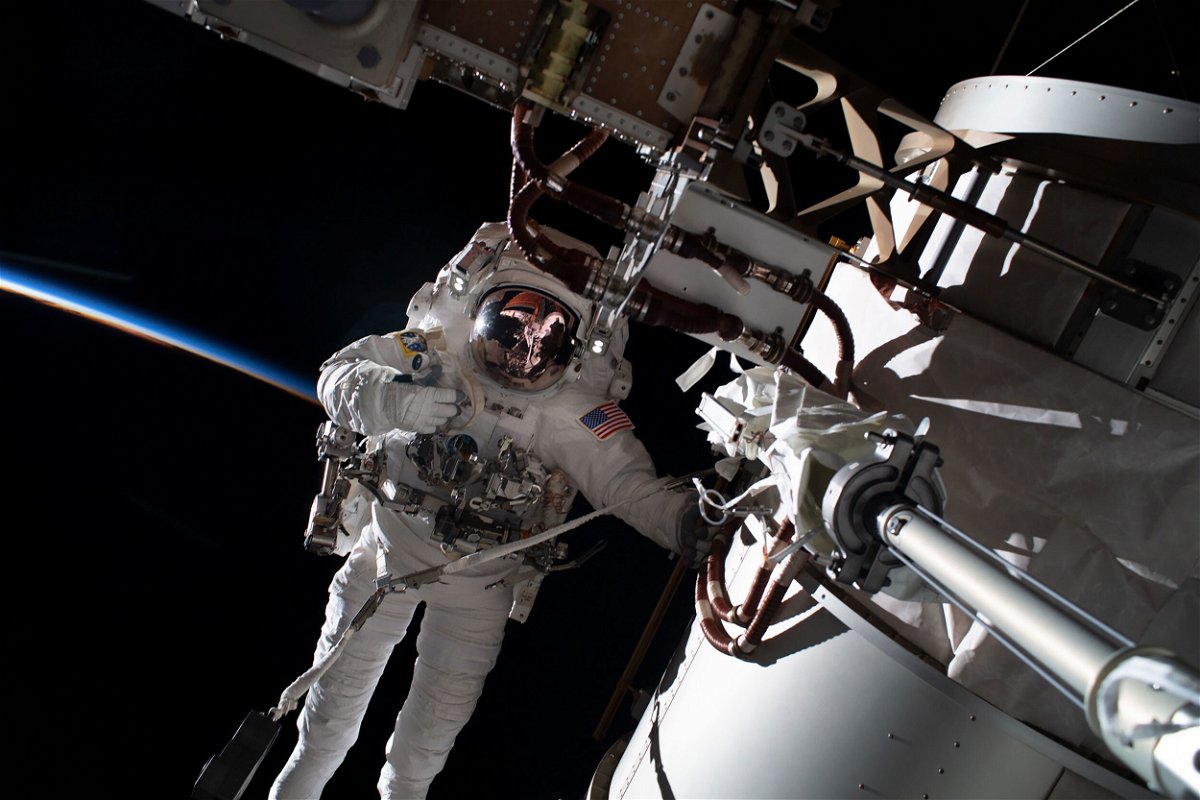 <i>NASA</i><br/>NASA astronaut and Expedition 68 Flight Engineer Frank Rubio is pictured during a spacewalk tethered to the International Space Station's starboard truss structure.