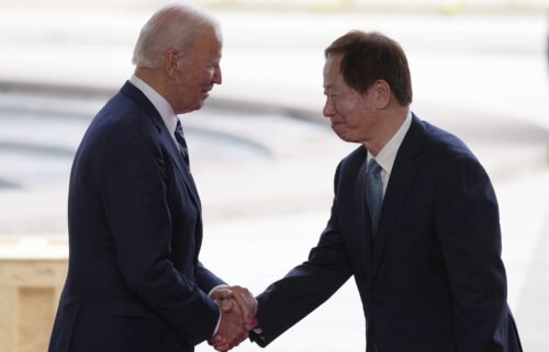 US President Joe Biden and Taiwan Semiconductor Manufacturing Company Chairman Mark Liu after touring the TSMC facility under construction in Phoenix
