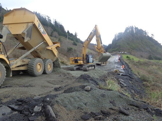 ODOT repair crews have worked all week since landslide hit Highway 101 on S. Oregon coast to prepare for reopening