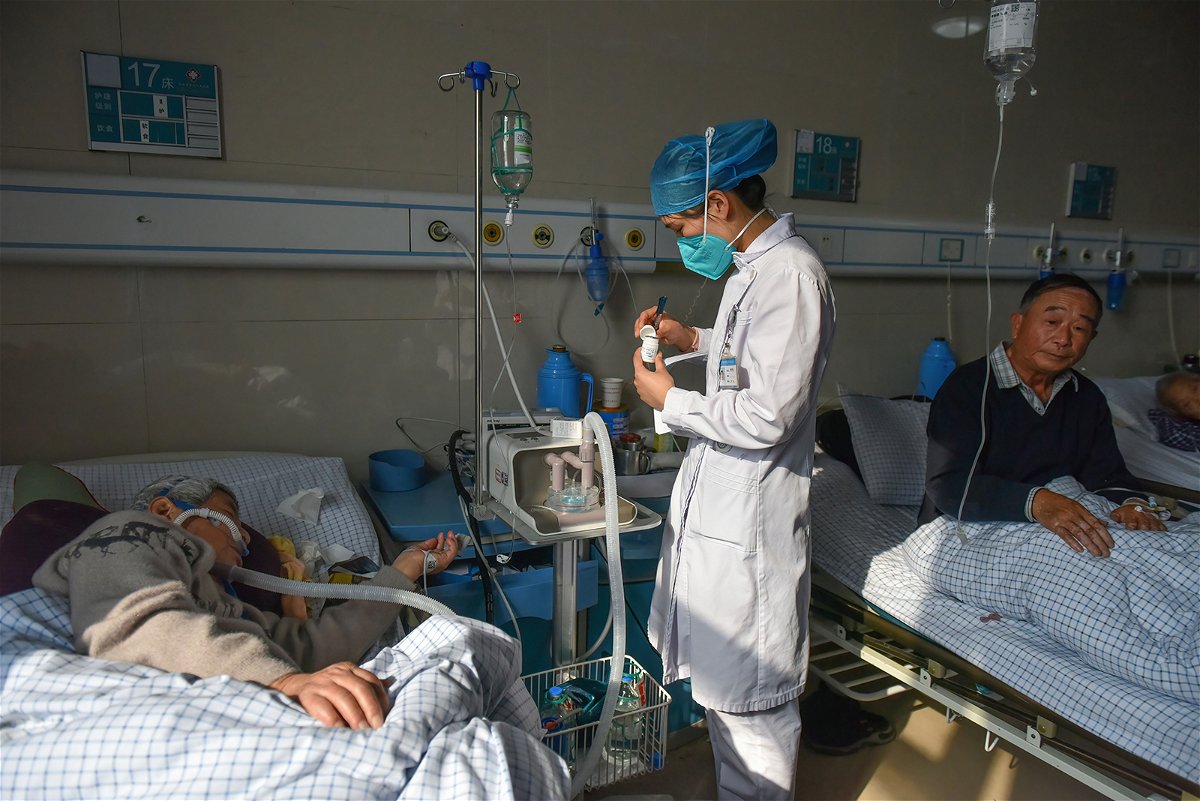 The World Health Organization is accusing China of "under-representing" the severity of its Covid outbreak. Pictured are Covid-19 patients in eastern China on January 4.