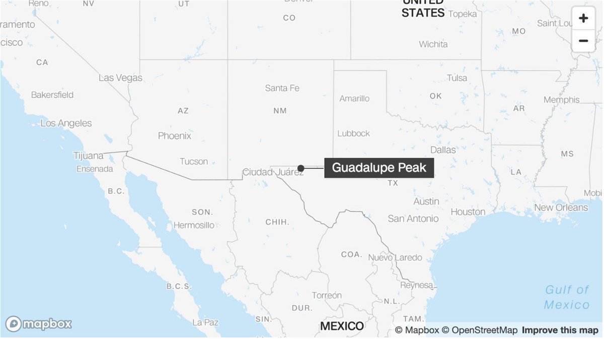 <i>Mapbox</i><br/>A hiker was found dead on New Year’s Eve in Texas’ Guadalupe Mountains National Park