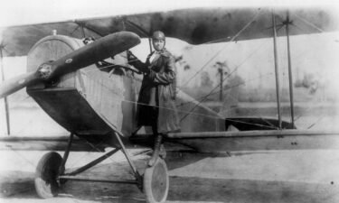 Bessie Coleman is pictured here in her bi-plane