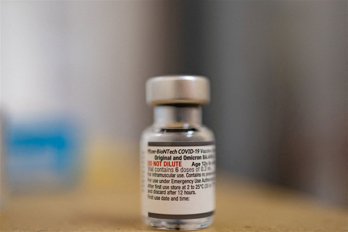 <i>Hannah Beier/Reuters</i><br/>A vial of the Pfizer-BioNTech coronavirus disease (COVID-19) booster vaccine targeting is pictured at Skippack Pharmacy in Schwenksville