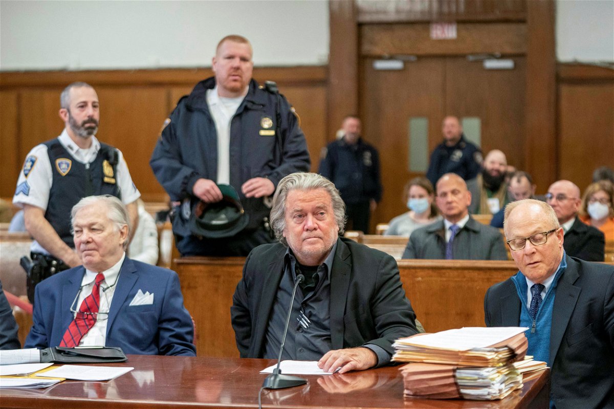 <i>Steve Hirsch/Pool/Reuters</i><br/>A New York judge has given Steve Bannon until the end of February to find new lawyers to advise him in a criminal fraud case. Bannon is seen here on January 12 during a hearing at the New York Supreme Court.