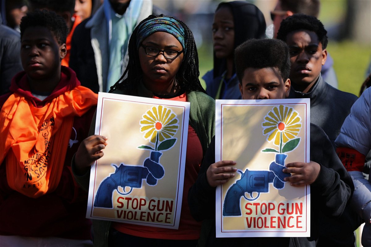 <i>Chip Somodevilla/Getty Images</i><br/>Several hundred high school students from the Washington area observe 19 minutes of silence while rallying in front of the White House before marching to the US Capitol to protest against the National Rifle Association and to call for stricter gun laws April 20
