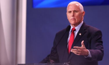 Former Vice President Mike Pence speaks to guests at the Republican Jewish Coalition Annual Leadership Meeting in Las Vegas in November of 2022.