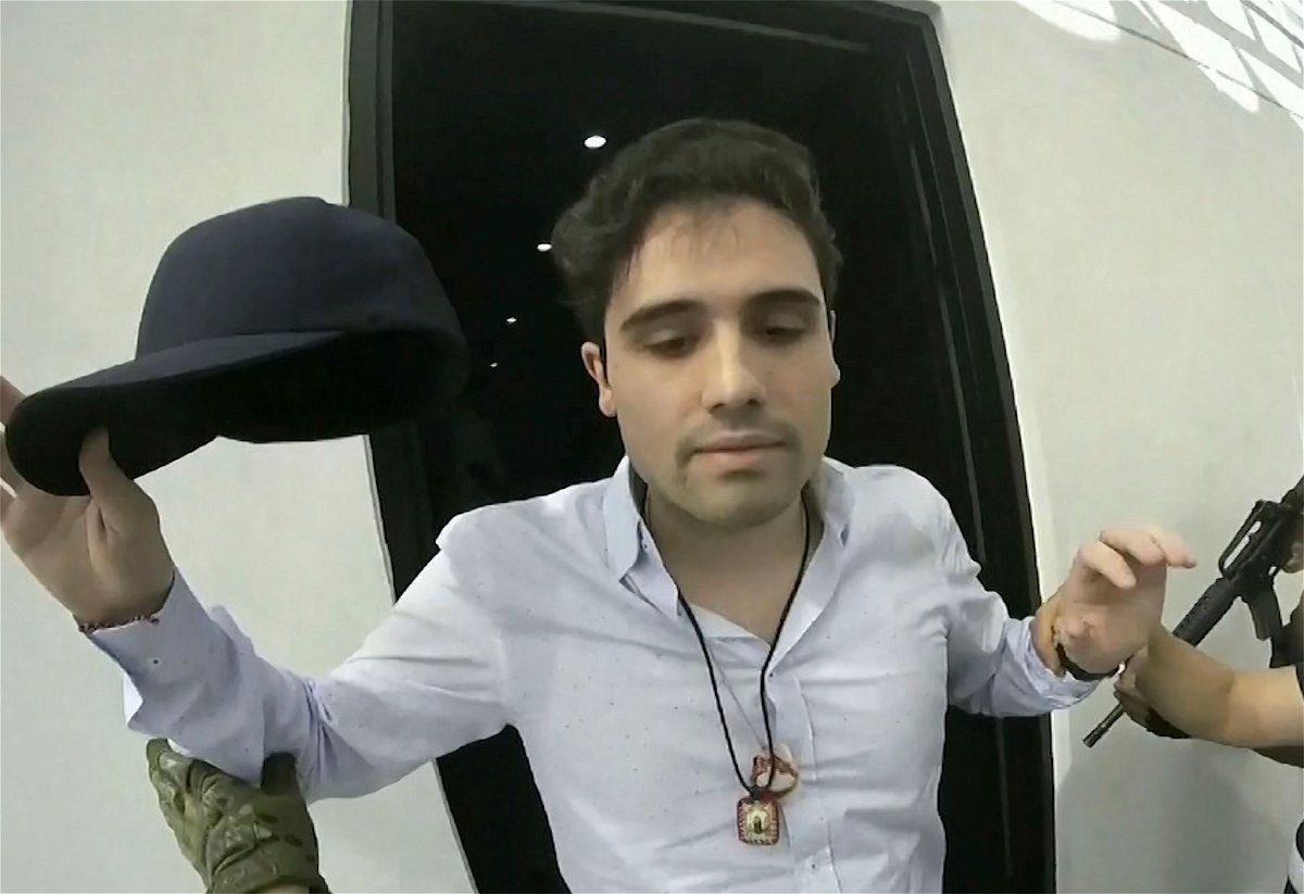 <i>Cepropie/AP</i><br/>File photo shows Ovidio Guzmán being arrested by Mexican authorities in October 2019.