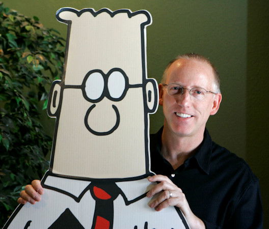  Scott Adams, creator of the comic strip Dilbert, poses for a portrait with the Dilbert character in his studio in Dublin, Calif., Oct. 26, 2006