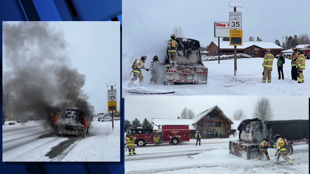 La Pine firefighters quickly knocked down semi-trailer fire on Hwy. 97 Tuesday morning