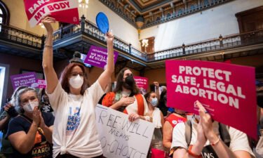 Protesters gather at the South Carolina State House in August 2022 as lawmakers debate a near-total ban on abortion