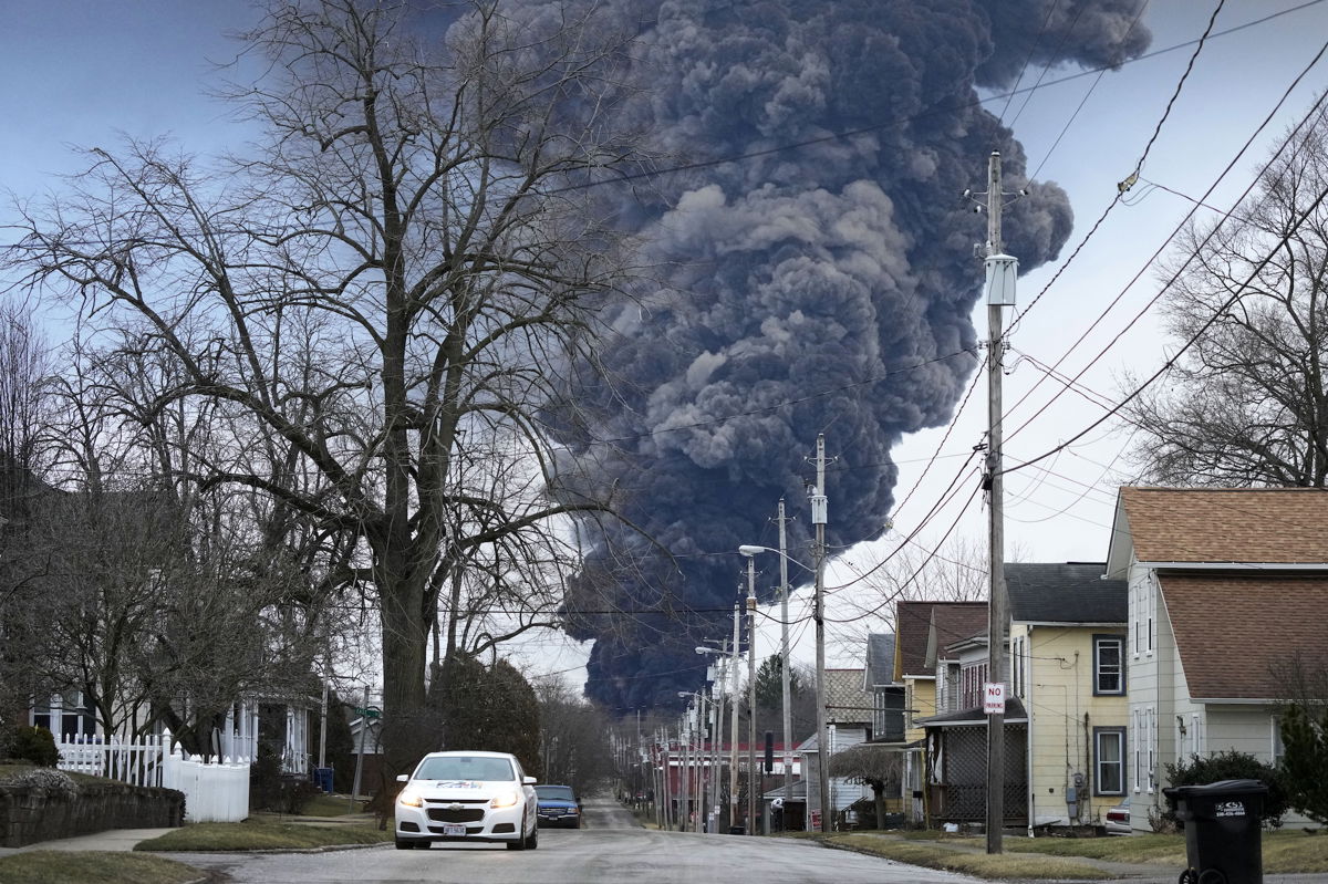 <i>Gene J. Puskar/AP</i><br/>The pollutants released from the Norfolk Southern train derailment (pictured here) in East Palestine