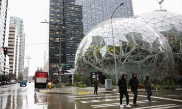The Amazon Spheres are seen from Lenora Street