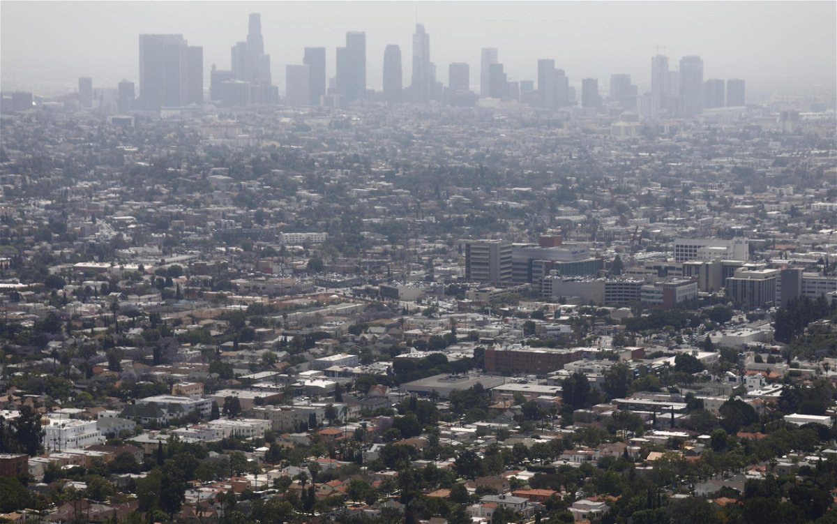 <i>Mario Tama/Getty Images</i><br/>Smog hangs over the city of Los Angeles on a day rated as having 'moderate' air quality in June of 2019.