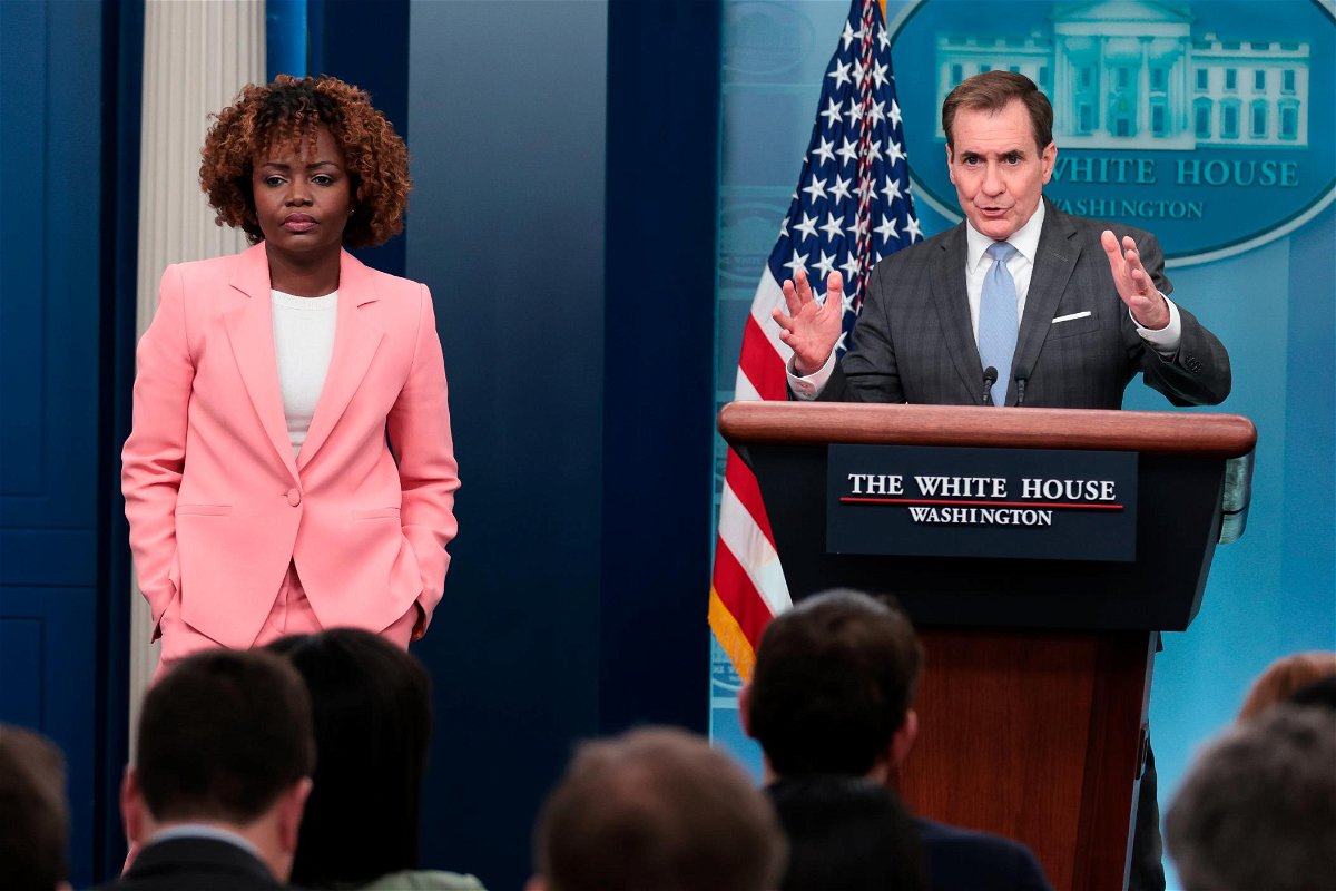 <i>Oliver Contreras/Sipa USA/AP</i><br/>White House National Security Council spokesman John Kirby speaks during a daily press briefing in the James S. Brady Press Briefing Room at the White House in Washington