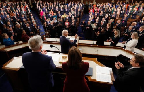 President Joe Biden delivers his State of the Union address during a joint meeting of Congress in the House Chamber of the U.S. Capitol on February 7 in Washington
