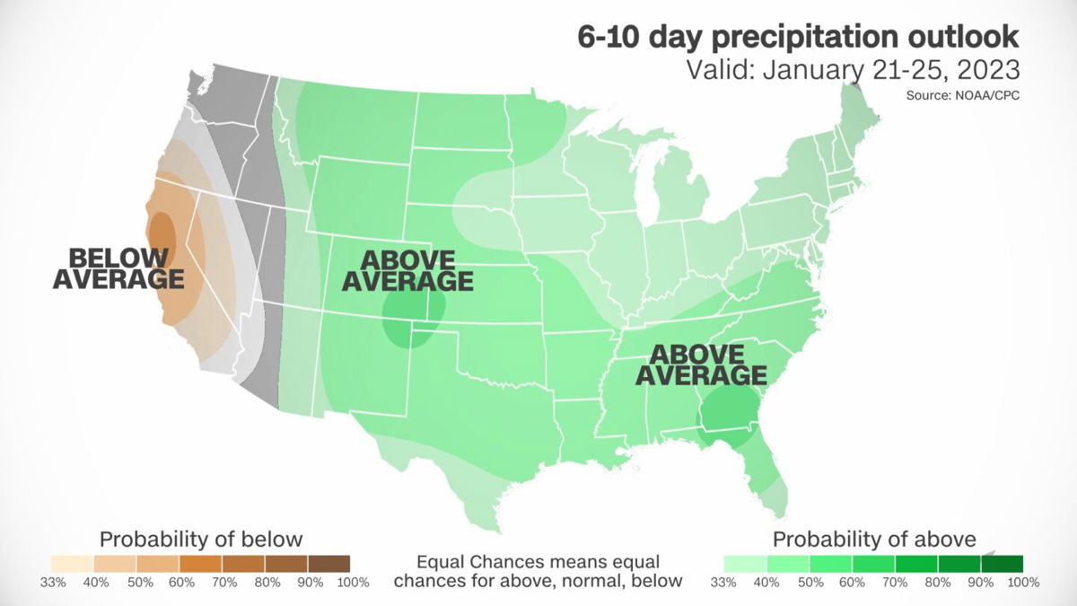 <i>CNN Weather</i><br/>The precipitation outlook from NOAA's Climate Prediction Center shows the West drying out for the next 6-10 days.