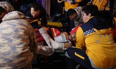 Earthquake victims injured in Kahramanmaras arrive at Ataturk Airport by military cargo plane for further medical treatment in Istanbul