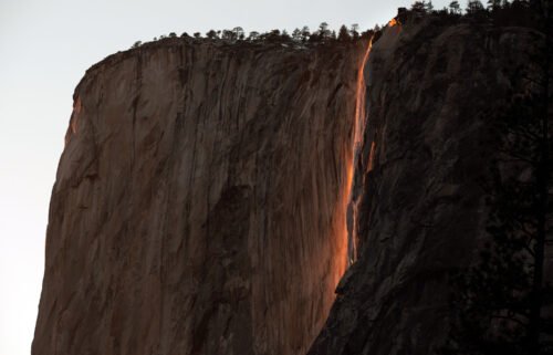 "Firefall" is seen at Yosemite National Park on February 23
