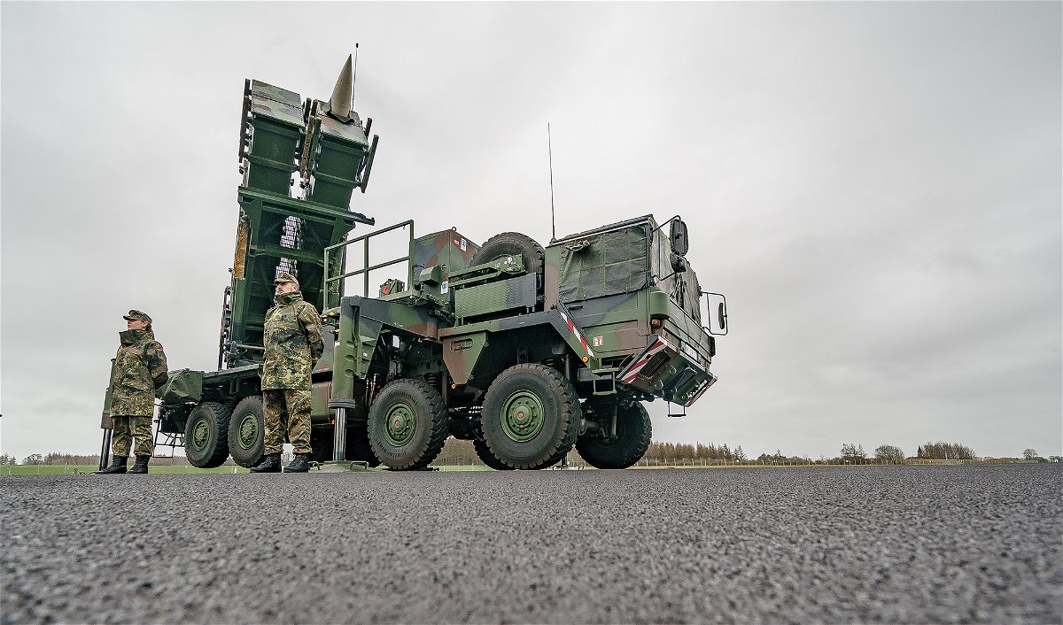 <i>Alex Heimken/picture alliance/Getty Images</i><br/>A combat-ready Patriot anti-aircraft missile system stands on the airfield of Schwesing military airport.