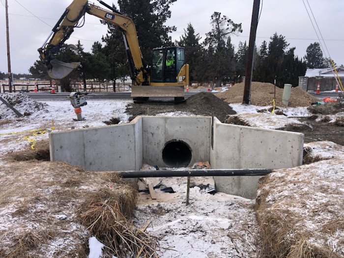 Backfill work at the canal crossing on Deschutes Market Road