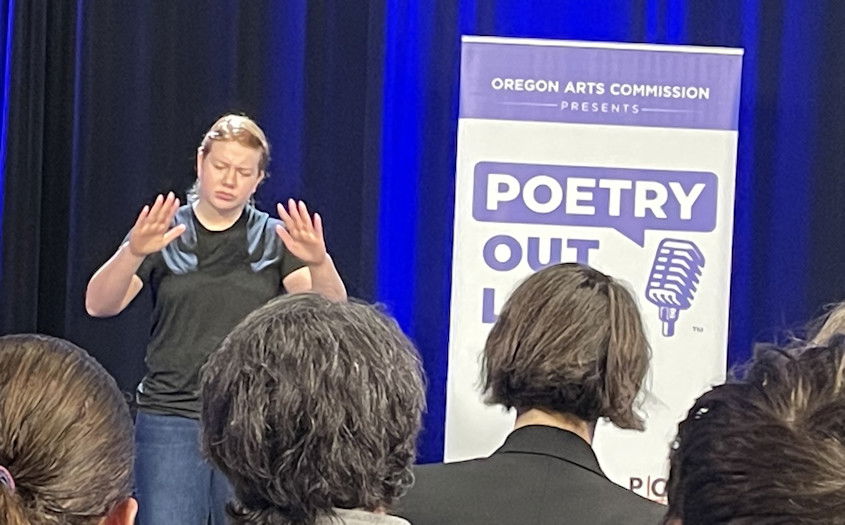 Kari Morgan performs at state 'Poetry Out Loud' competition 
