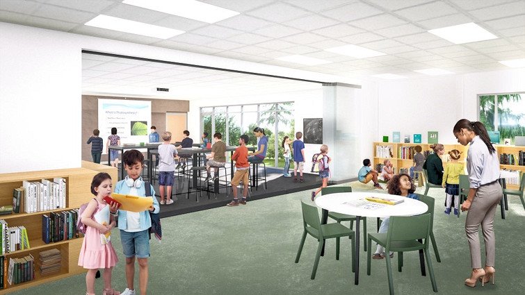 Rendering of remodeled La Pine library