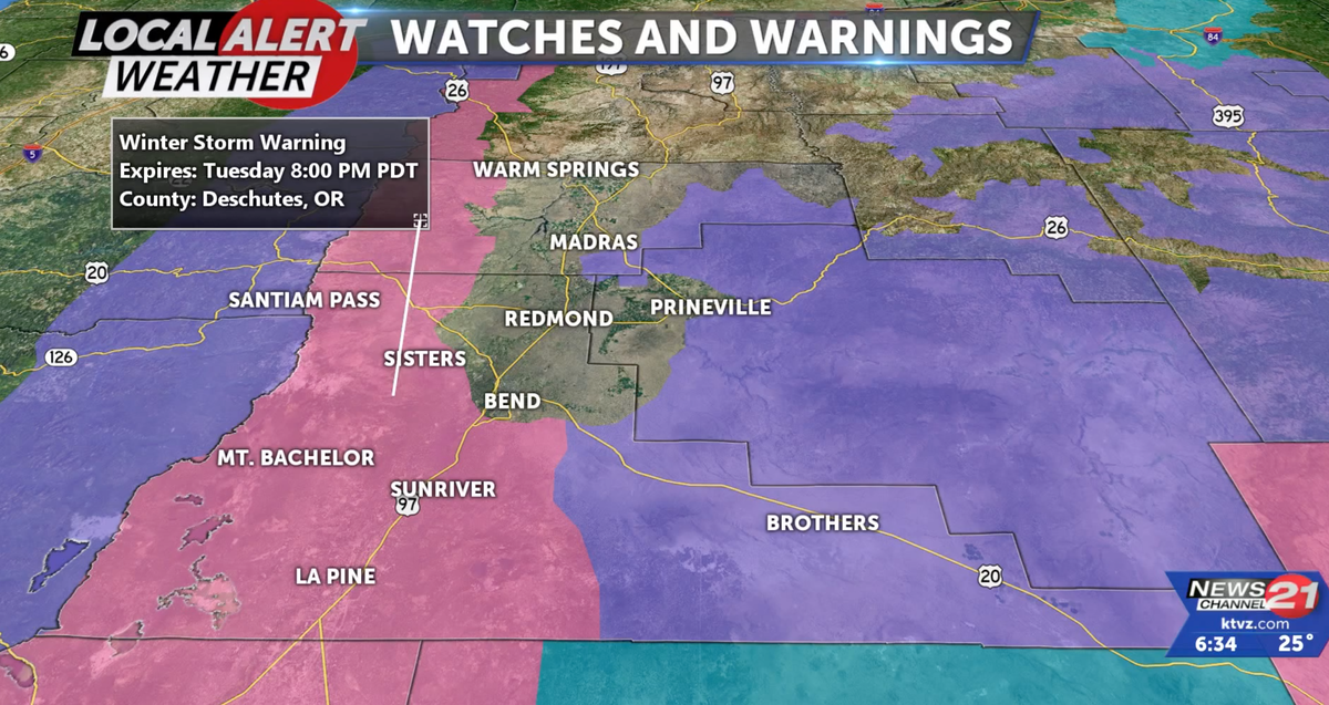 Parts Of Region In Winter Storm Warning Until Tuesday Night - KTVZ