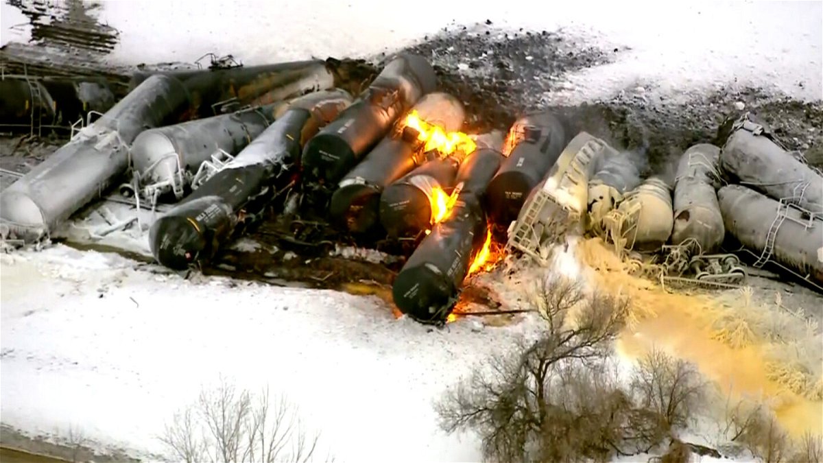 <i>WCCO</i><br/>The derailment happened nearly two months after another train carrying hazardous chemicals derailed in East Palestine
