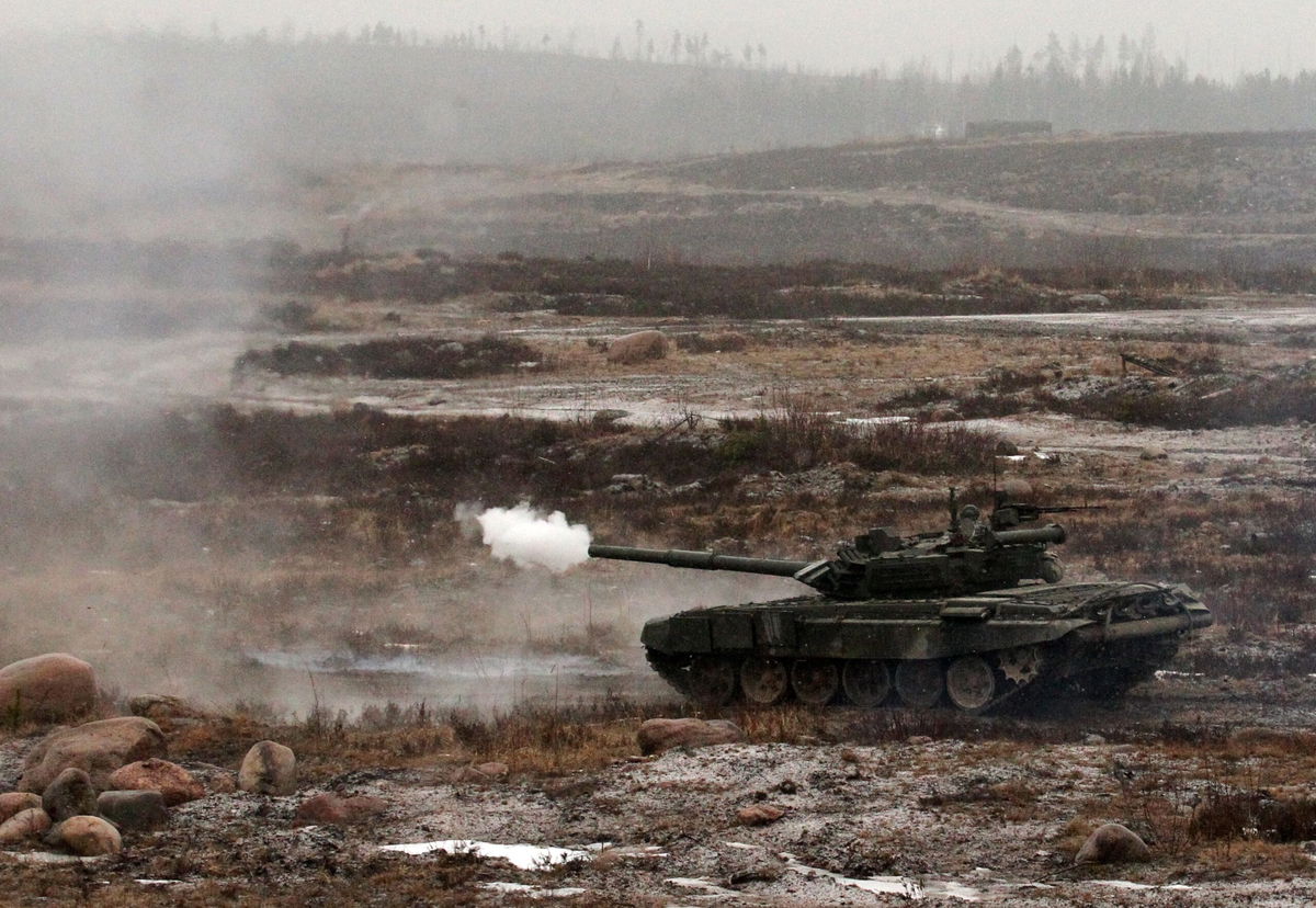 <i>Sasha Mordovets/Getty Images</i><br/>A Russian tank during a military exercise. Ukrainian forces in Crimea have reportedly been issued with a deadline for surrender by the Russian military as it continues to mass equipment and personnel along the border.