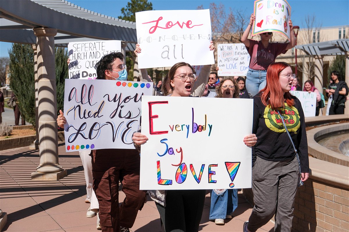 <i>Michael Cuviello/Amarillo Globe-News/AP</i><br/>Several dozen protesters gathered Tuesday at West Texas A&M University in Canyon
