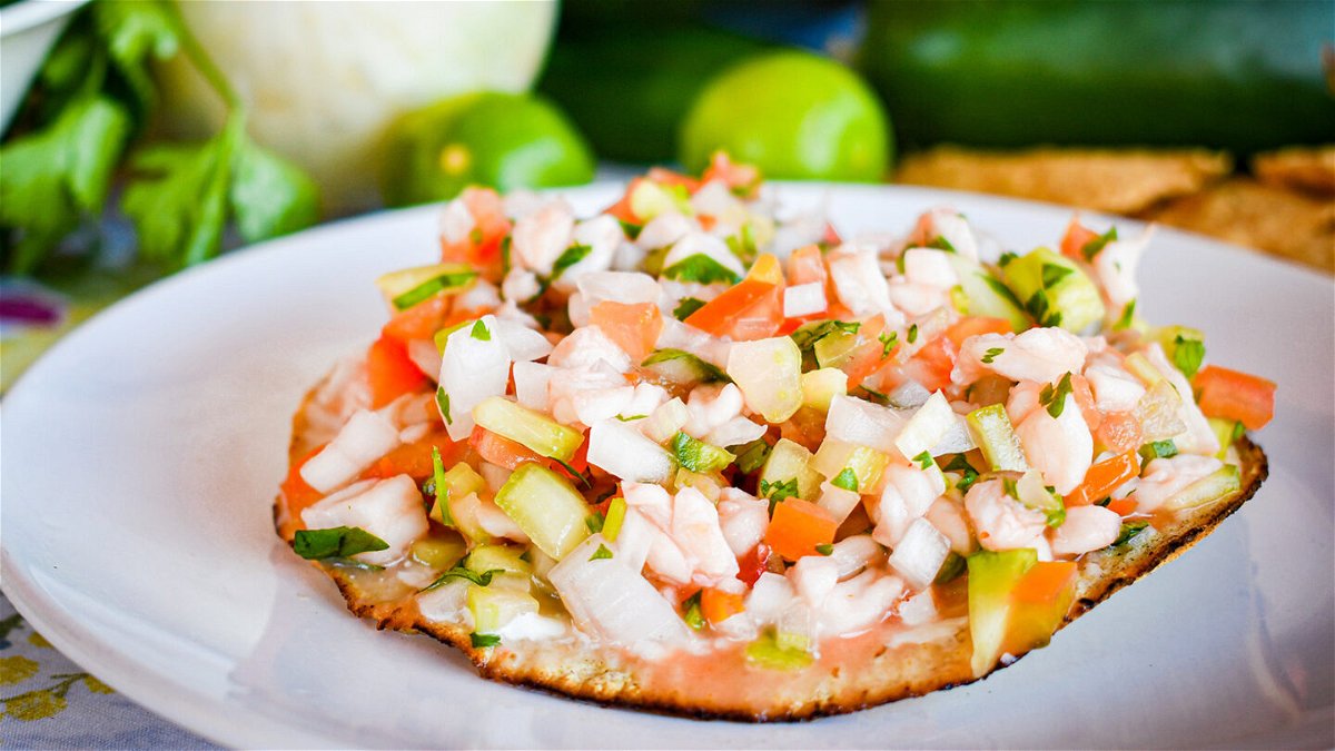 <i>Marotoson/Adobe Stock</i><br/>White fish ceviche on tostadas is a favorite seafood dish.