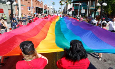 Revelers celebrate during the Tampa Pride Parade on March 26