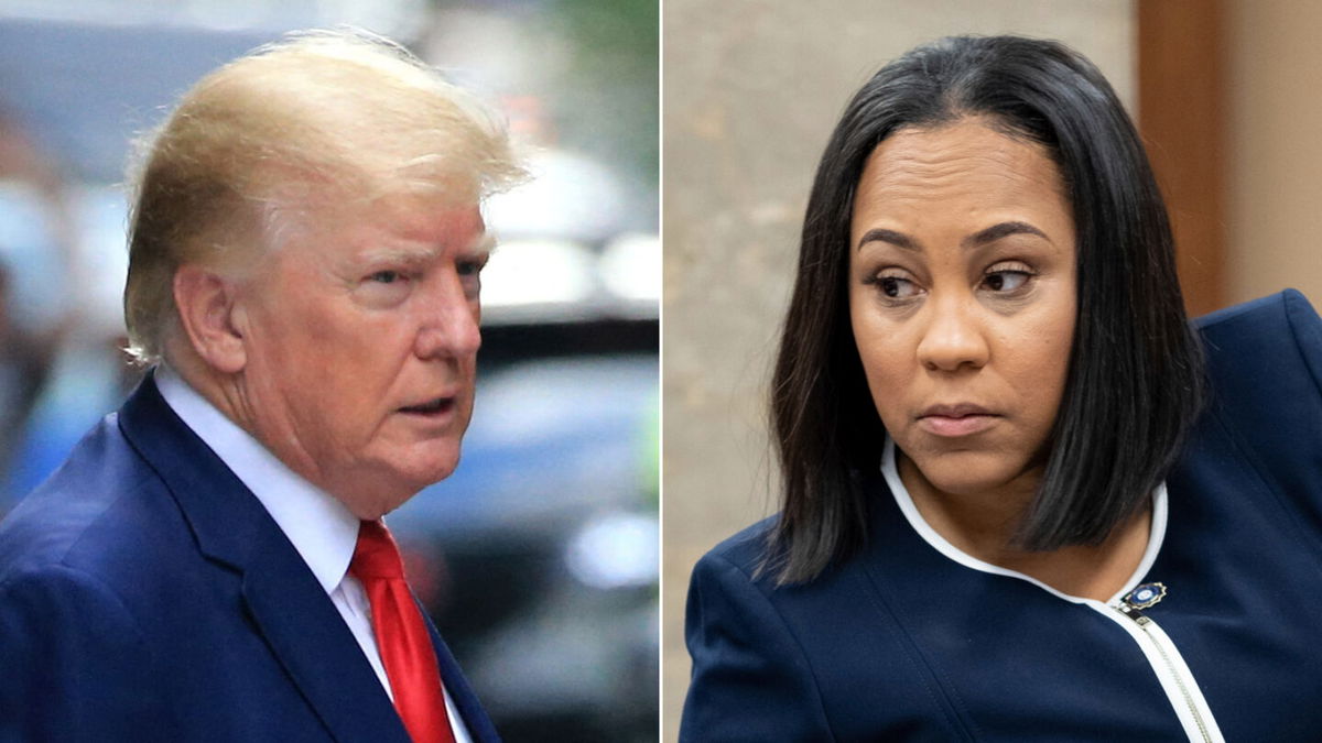 <i>AFP/Getty Images/AP</i><br/>Former President Donald Trump and Fulton County District Attorney Fani Willis are pictured in a split image. Atlanta-area prosecutors are considering bringing racketeering and conspiracy charges in connection with Donald Trump's effort to overturn the 2020 election in Georgia