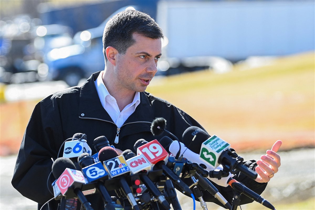 <i>Alan Freed/Reuters/FILE</i><br/>Transportation Secretary Pete Buttigieg is pictured in East Palestine