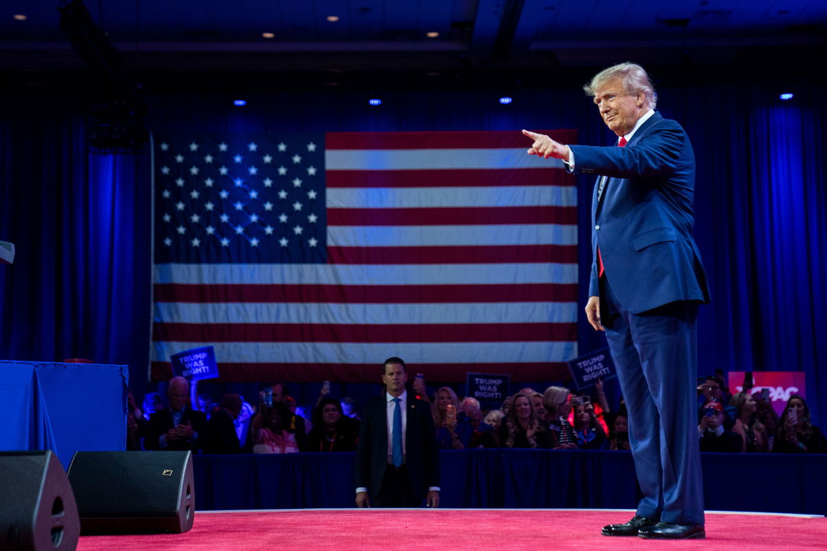 <i>Alex Brandon/AP</i><br/>Former President Donald Trump speaks at the Conservative Political Action Conference