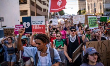 Several women who say Texas' abortion bans posed significant risks to their health have sued the state this week. Pictured is an abortion-rights rally on June 25