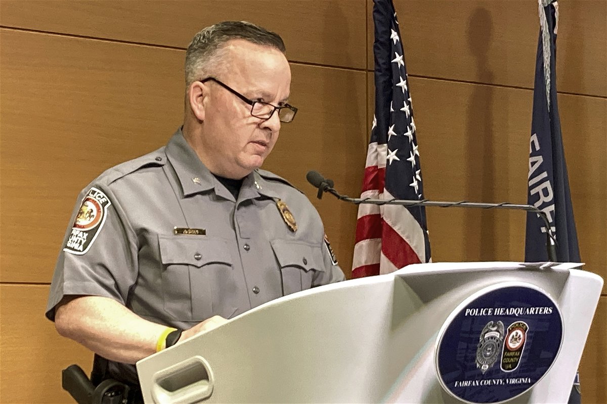 <i>Matthew Barakat/AP</i><br/>Fairfax County Police Chief Kevin Davis addressed reporters on March 23.