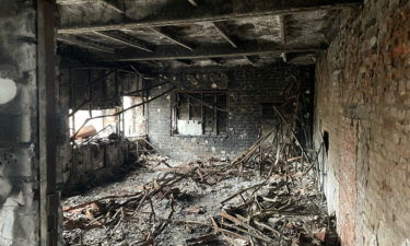 One of Havriluk's destroyed farm buildings.