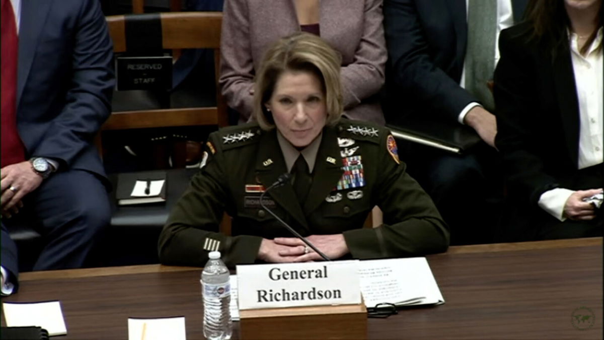 <i>House Armed Services Committee</i><br/>Gen. Laura Richardson speaks during a House Armed Services Committee hearing on March 8.