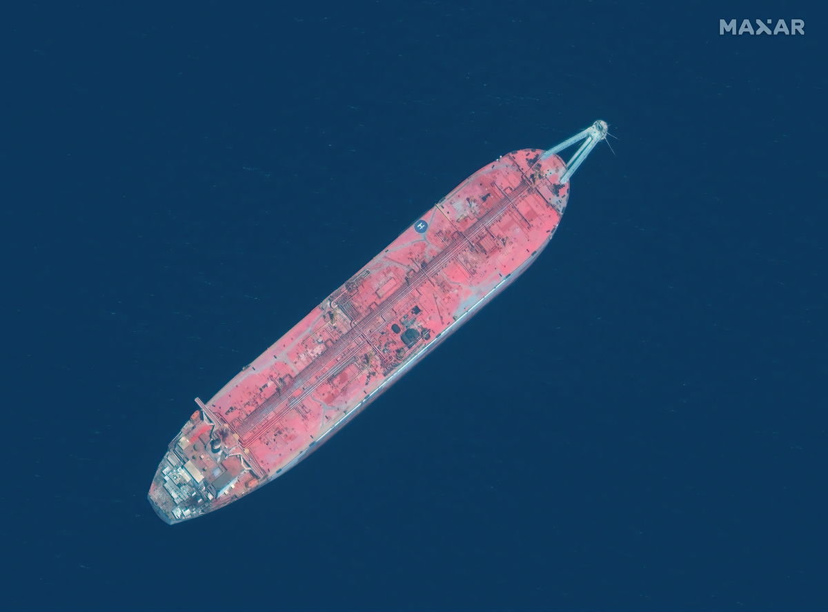 <i>DigitalGlobe/ScapeWare3d/Maxar Technologies/Getty Images</i><br/>The United Nations has released a plan to offload 1 million barrels of oil off a rusting supertanker that has been moored off the coast of Yemen for more than 30 years.