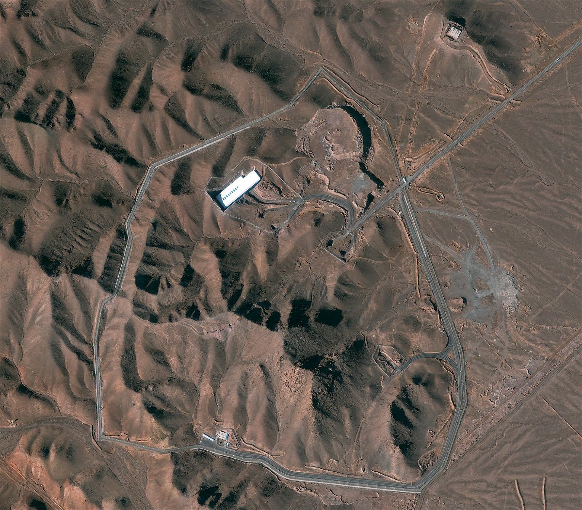 <i>DigitalGlobe/Maxar/Getty Images/FILE</i><br/>A satellite image of the Fordow facility in Iran.