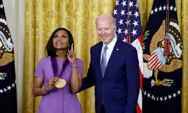 Mindy Kaling (left) received a 2021 National Medal of Arts from President Joe Biden during a ceremony in the East Room of the White House on March 21.
