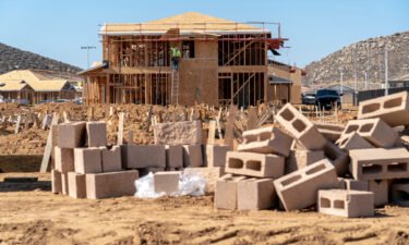New home sales rose in February. Pictured are houses under construction in Menifee