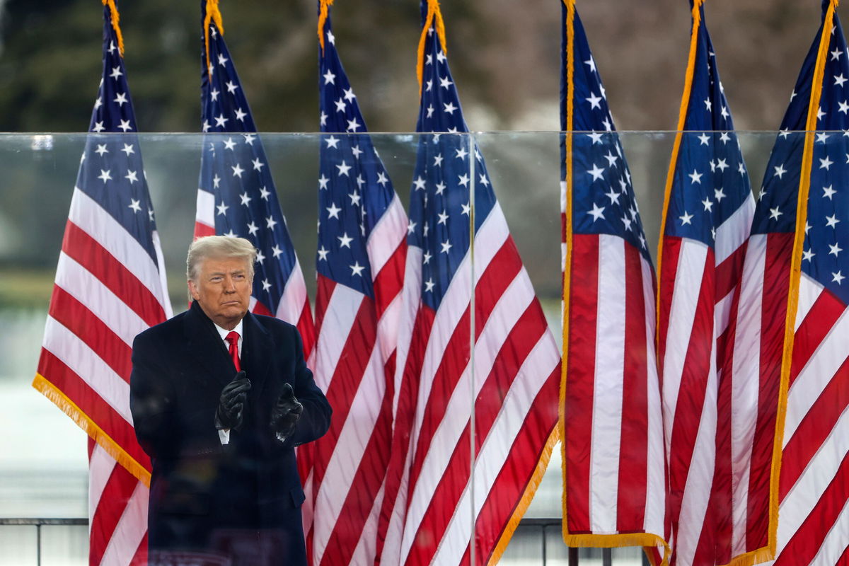 <i>Tasos Katopodis/Getty Images</i><br/>President Donald Trump greets the crowd at the 